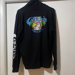 Caddy's on the beach, Florida Black Hoodie with Graphic Design large
